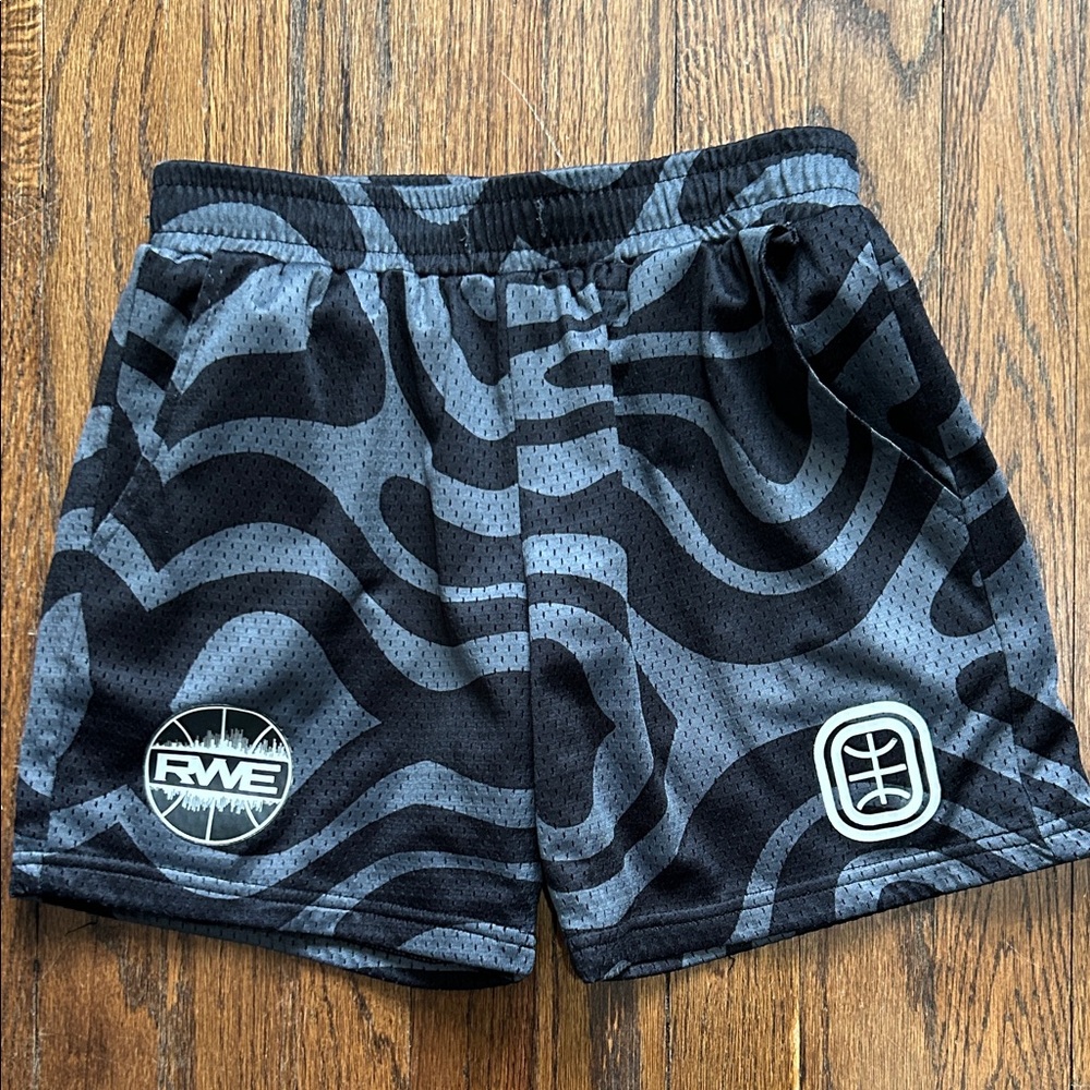 Overtime Black and Gray Patterned Shorts